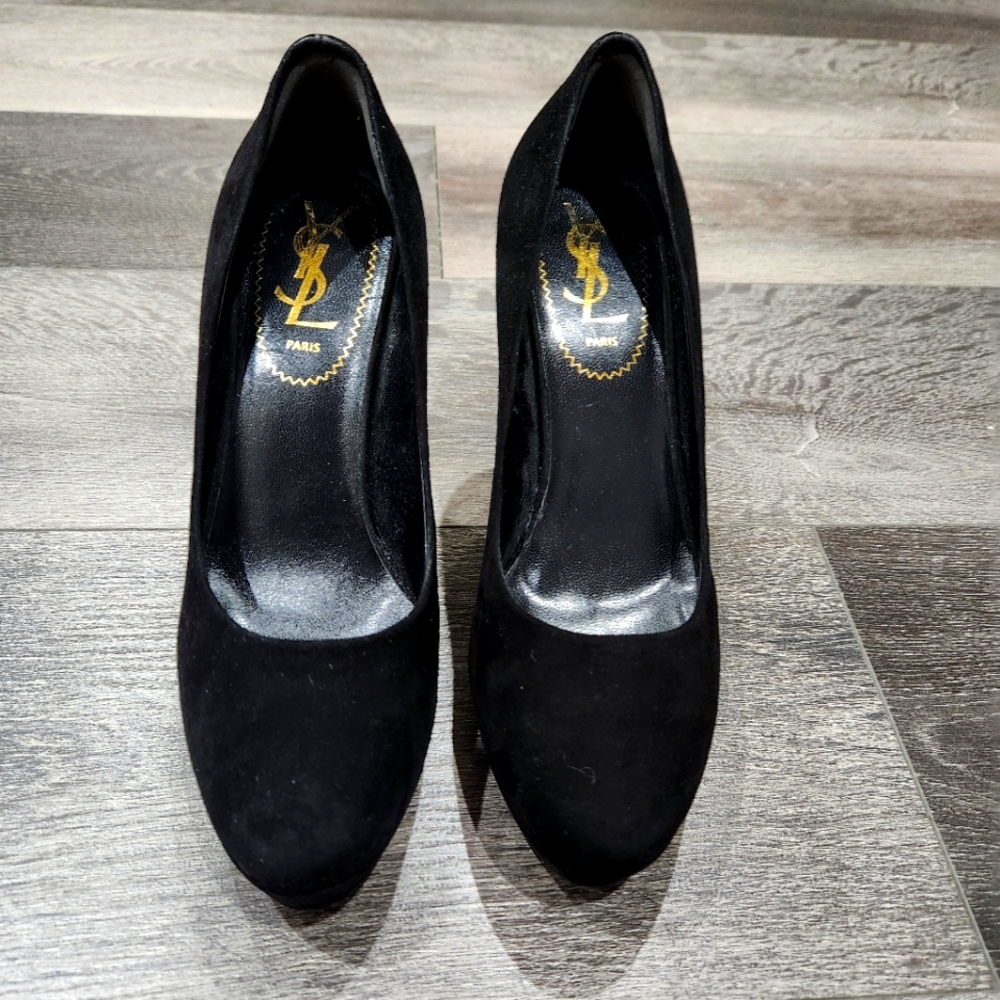 YSL black suede pumps size 36
